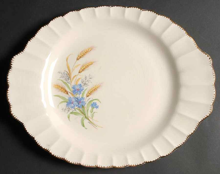 Wheatfield Fluted Edge 13" Oval Serving Platter by Limoges-American-1
