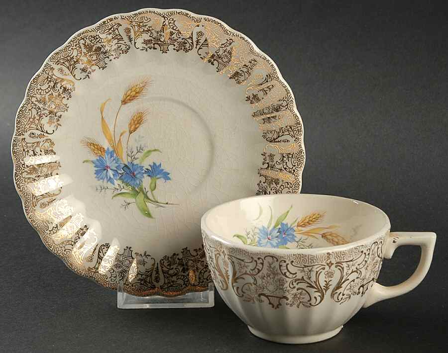 Wheatfield Flat Cup & Saucer Set by Limoges-American-1