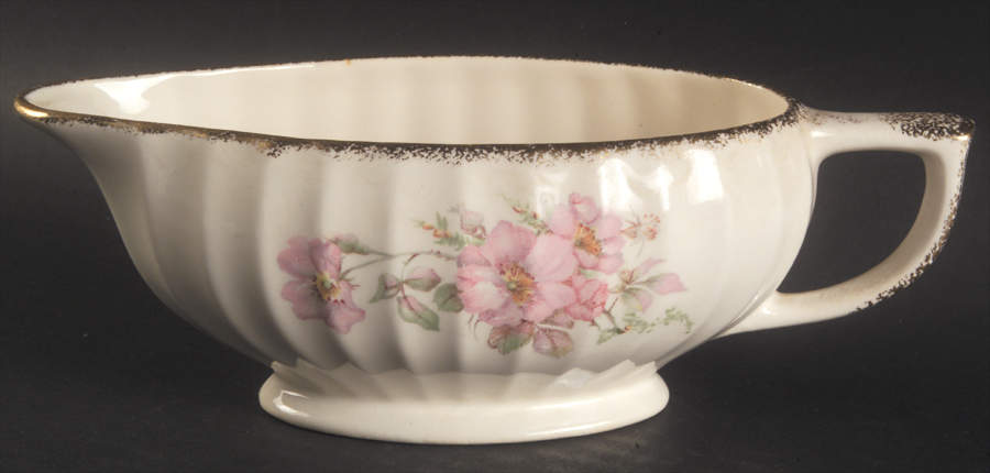 Wild Rose (Gold Trim) Gravy Boat by Limoges-American-1