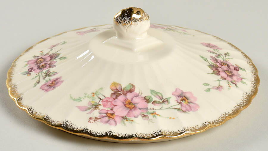 Wild Rose (Gold Trim) Lid for Round Vegetable by Limoges-American-1