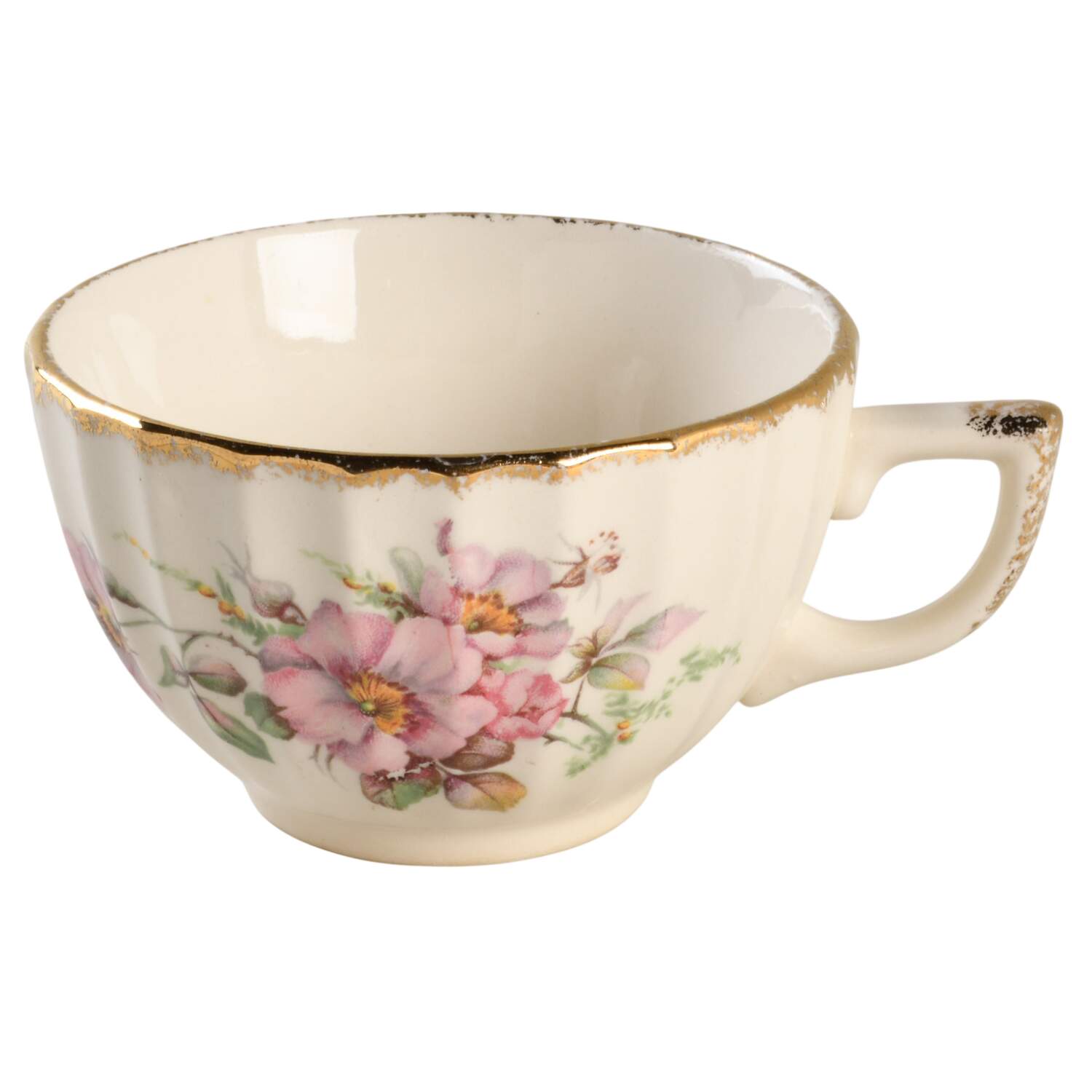 Wild Rose (Gold Trim) Flat Cup by Limoges-American-1