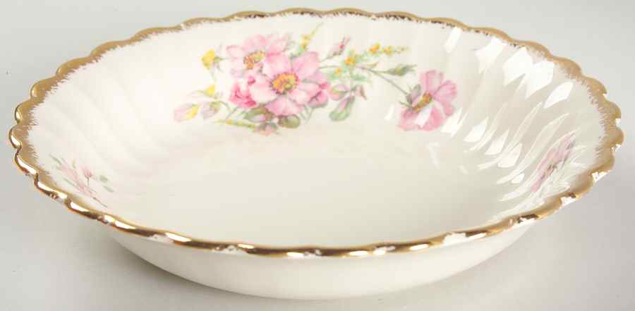 Wild Rose (Gold Trim) Coupe Soup Bowl by Limoges-American-1