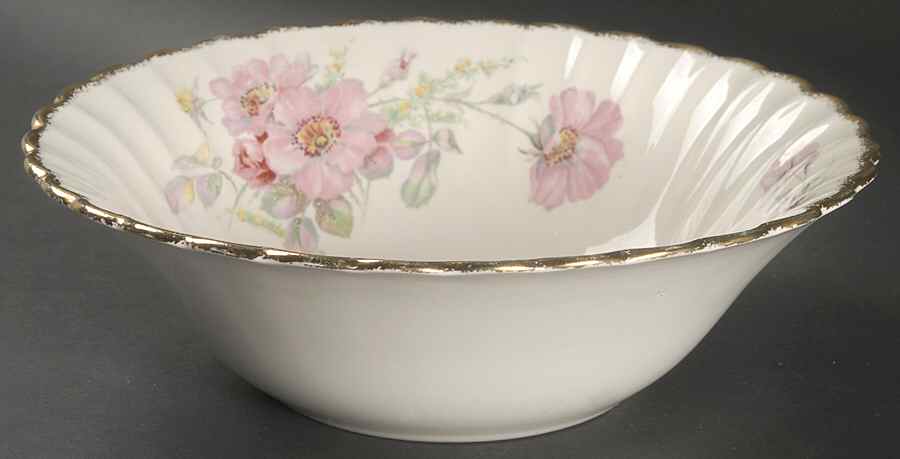 Wild Rose (Gold Trim) 8" Round Vegetable Bowl by Limoges-American-1