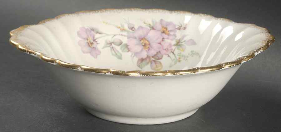 Wild Rose (Gold Trim) Lugged Cereal Bowl by Limoges-American-1