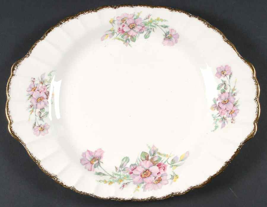 Wild Rose (Gold Trim) 13" Oval Serving Platter by Limoges-American-1