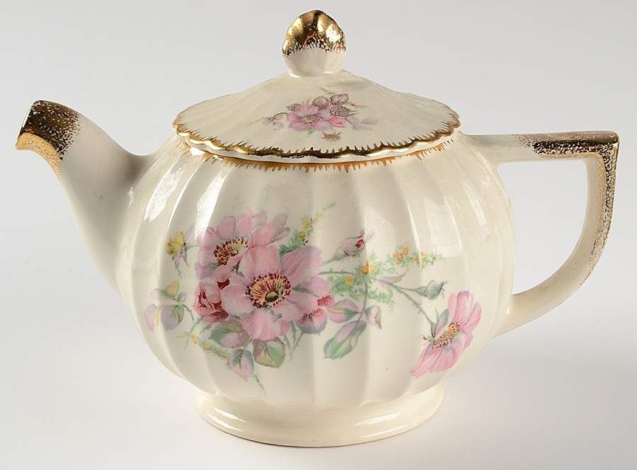 Wild Rose (Gold Trim) Teapot & Lid by Limoges-American-1