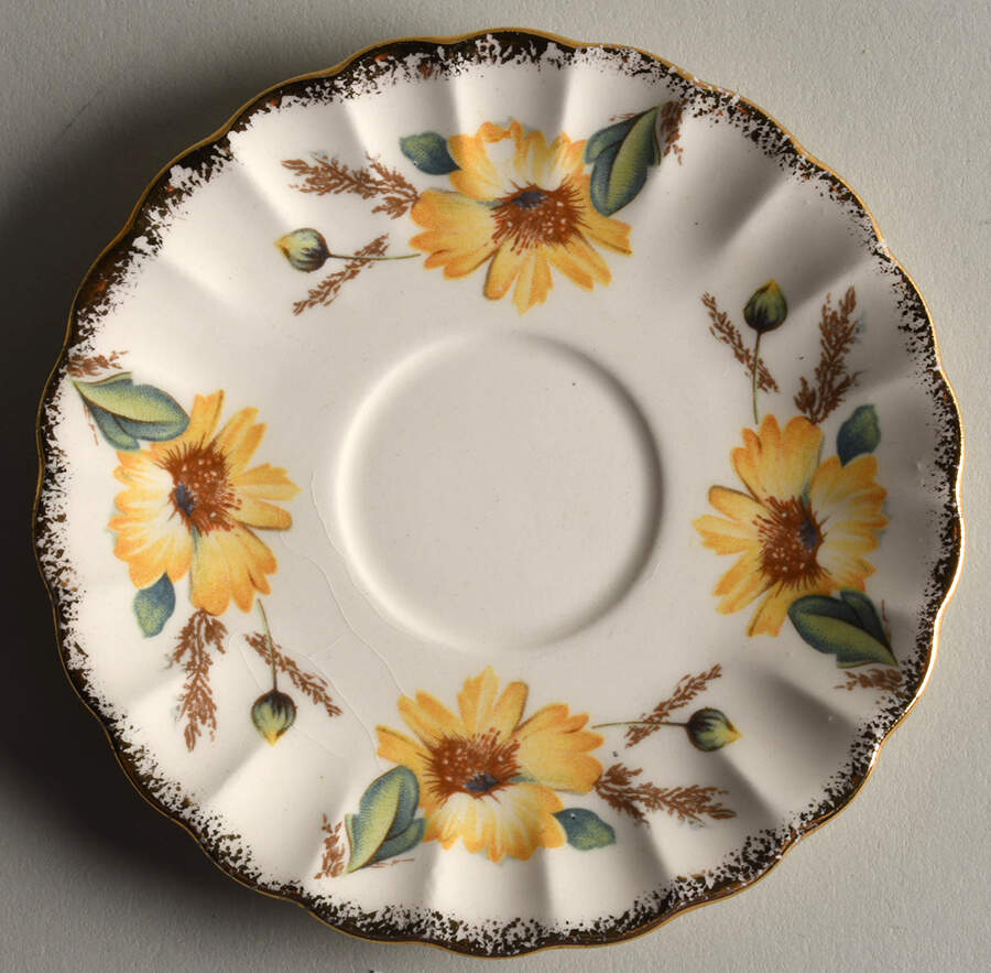 Yellow Daisy (Gold Trim) Saucer for Demitasse Cup by Limoges-American-1