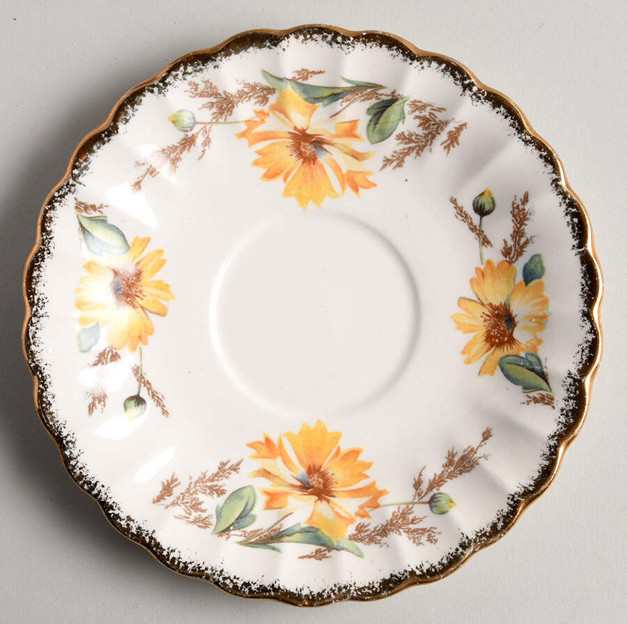Yellow Daisy (Gold Trim) Saucer by Limoges-American-1