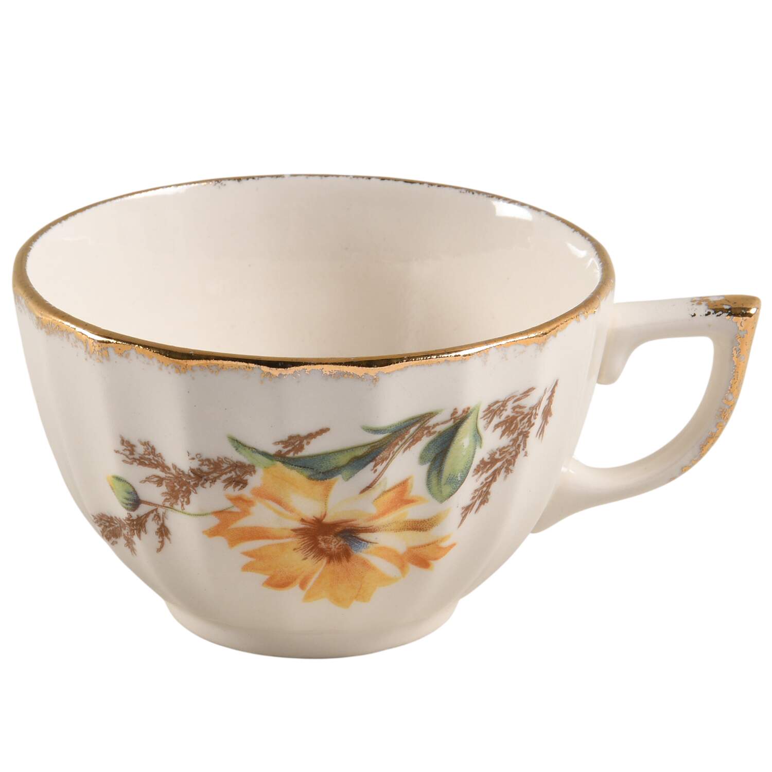 Yellow Daisy (Gold Trim) Flat Cup by Limoges-American-1