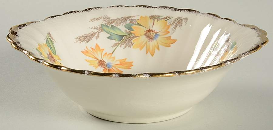 Yellow Daisy (Gold Trim) Lugged Cereal Bowl by Limoges-American-1