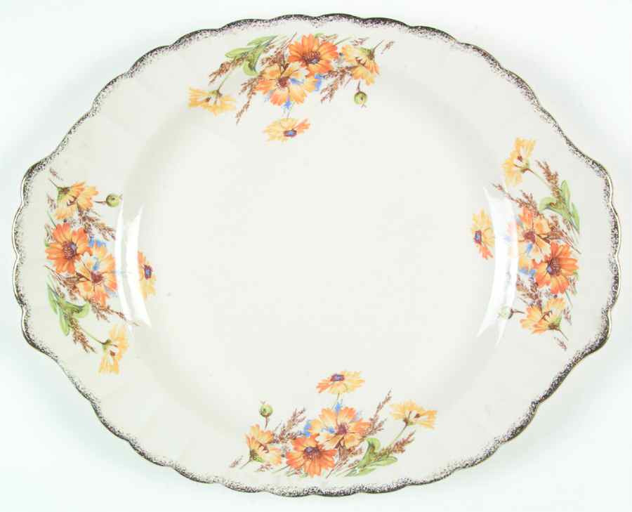 Yellow Daisy (Gold Trim) 15" Oval Serving Platter by Limoges-American-1