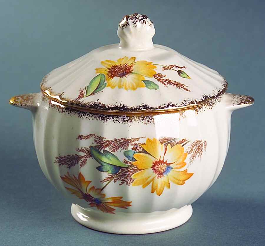 Yellow Daisy (Gold Trim) Sugar Bowl & Lid by Limoges-American-1