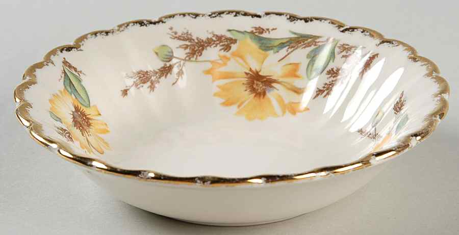 Yellow Daisy (Gold Trim) Fruit/Dessert (Sauce) Bowl by Limoges-American-1