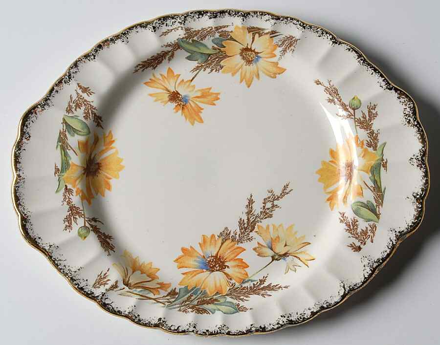 Yellow Daisy (Gold Trim) Relish/Gravy Underplate by Limoges-American-1