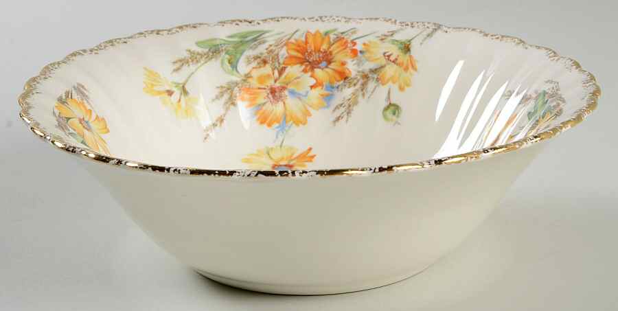 Yellow Daisy (Gold Trim) 8" Round Vegetable Bowl by Limoges-American-1