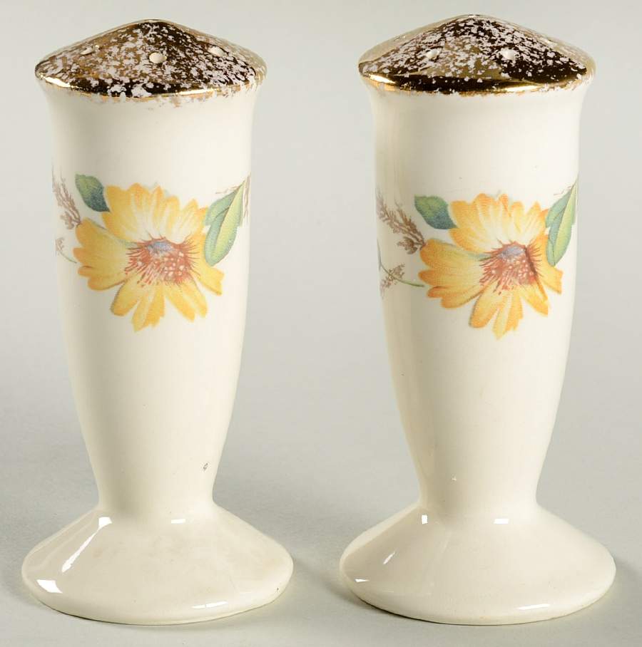 Yellow Daisy (Gold Trim) Salt & Pepper Set by Limoges-American-1