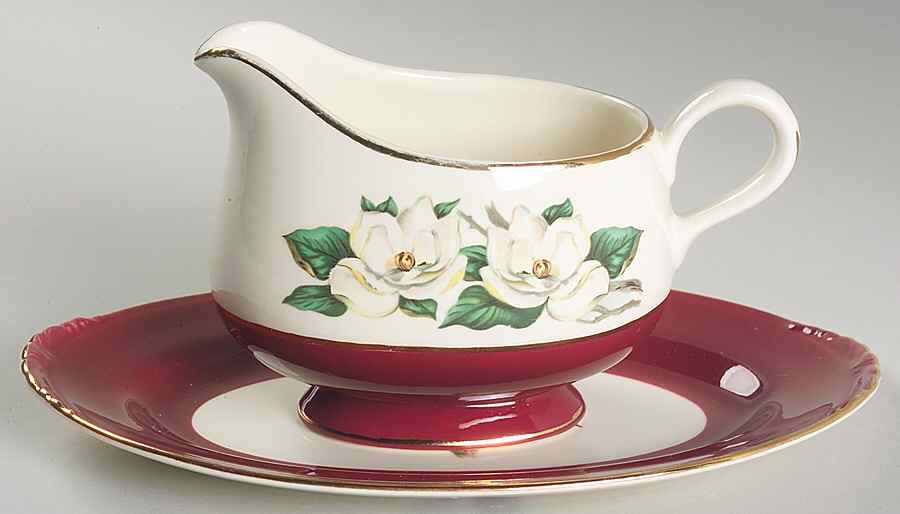 Burgundy Gravy Boat & Underplate/Relish by Lifetime-1
