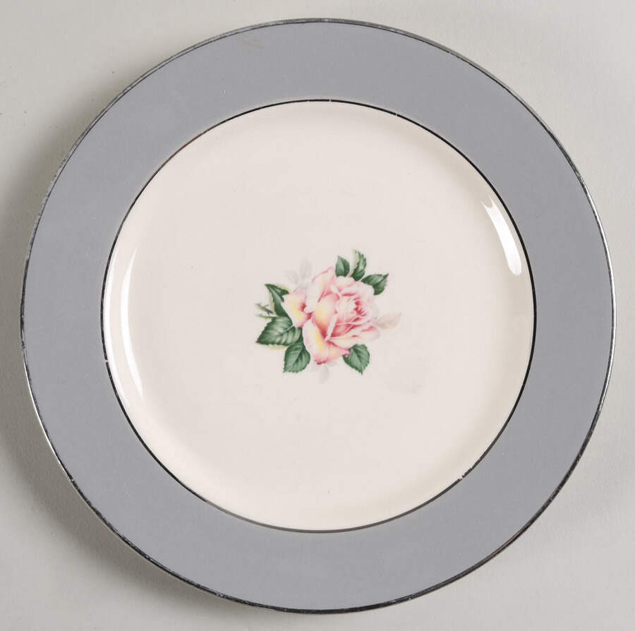 Gray Dawn (Pink Rose) Salad Plate by Lifetime-1