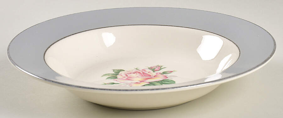 Gray Dawn (Pink Rose) Rim Soup Bowl by Lifetime-1