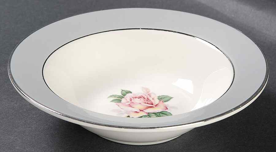 Gray Dawn (Pink Rose) Rim Fruit/Dessert (Sauce) Bowl by Lifetime-1