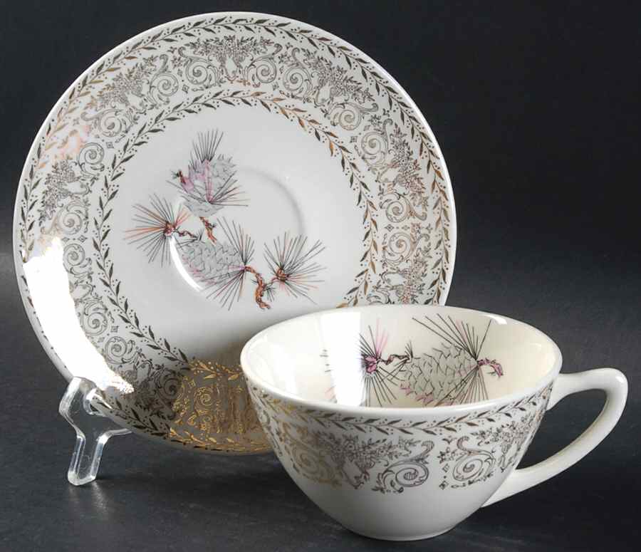 Pine Cone Flat Cup & Saucer Set by Lifetime-1