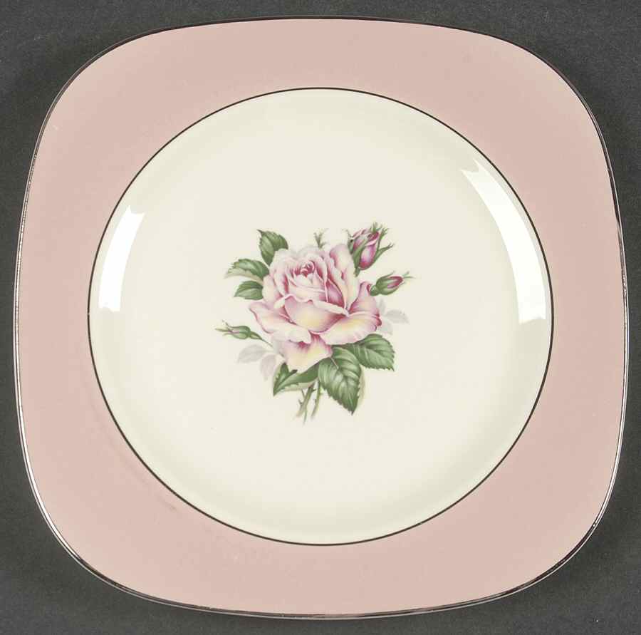 Pink Rose Square Salad Plate by Lifetime-1