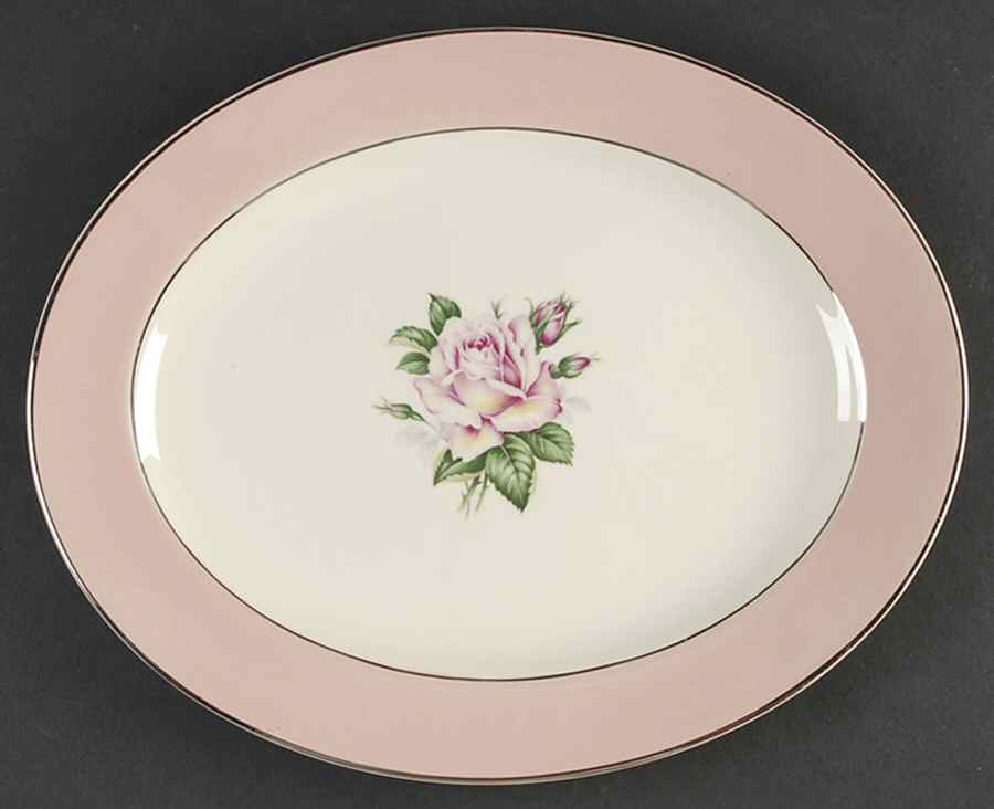 Pink Rose 11" Oval Serving Platter by Lifetime-1