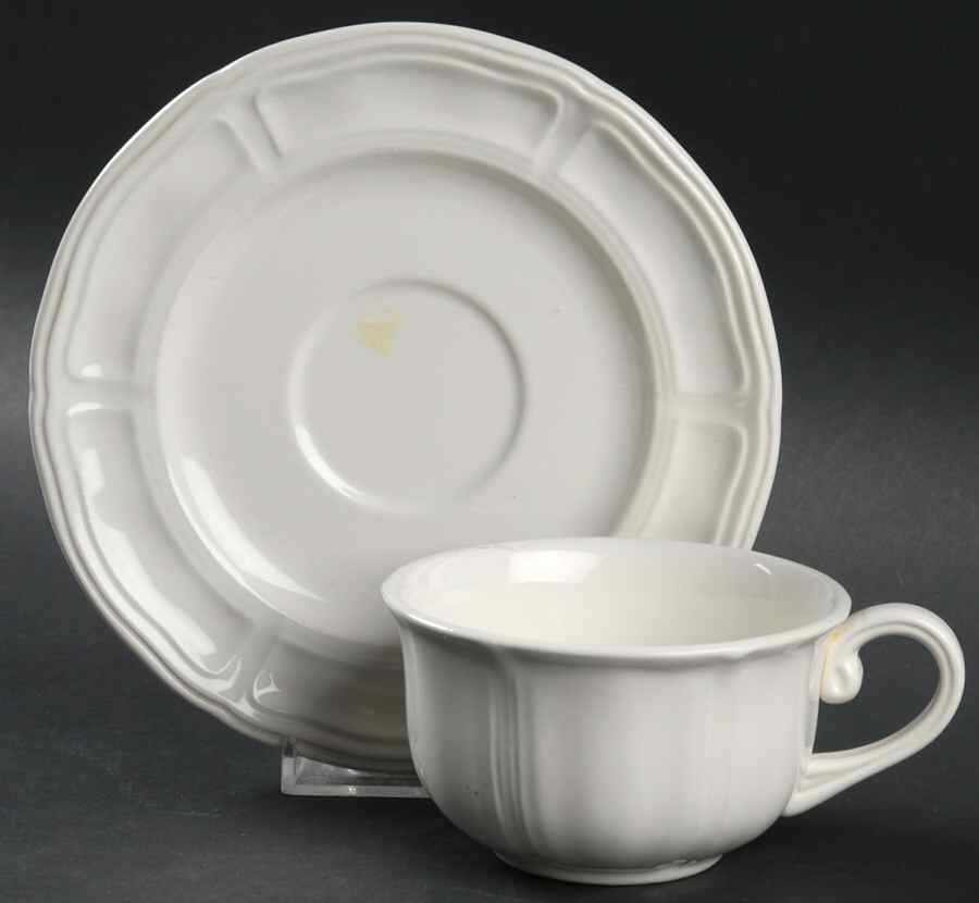Colonial White Flat Cup & Saucer Set by Liberty Hall-1