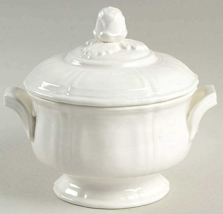Colonial White Sugar Bowl & Lid by Liberty Hall-1