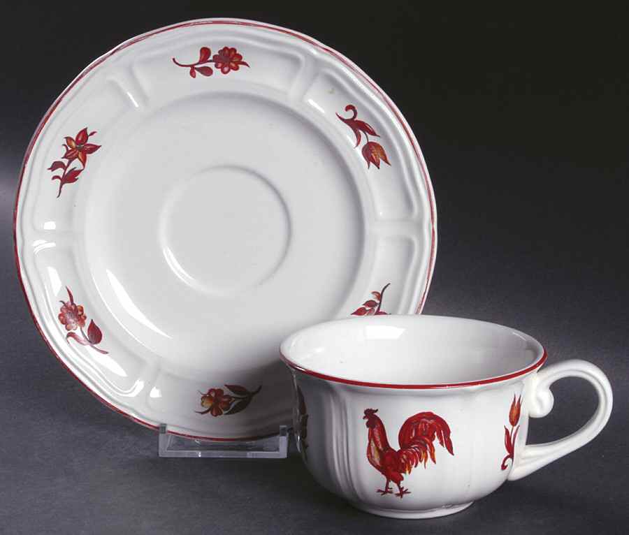 Mr. Rooster Flat Cup & Saucer Set by Liberty Hall-1
