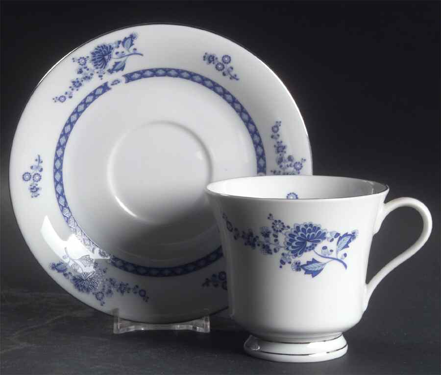 Blue Cathay Footed Cup & Saucer Set by Liling-1