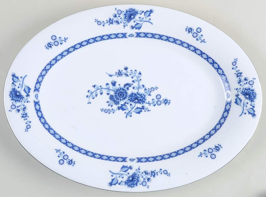 Blue Cathay 14" Oval Serving Platter by Liling-1
