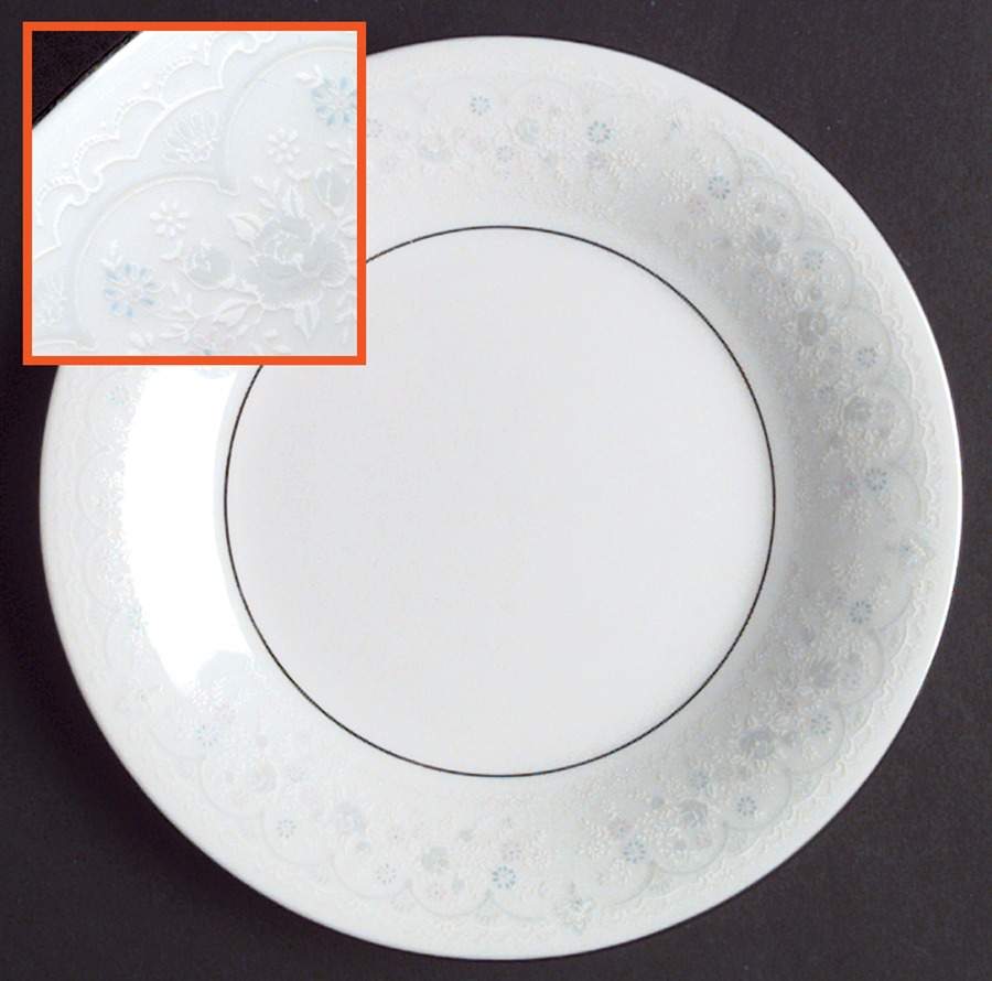 Brocade Blue and Pink Dinner Plate by Liling-1