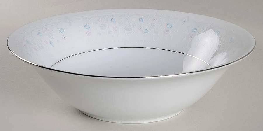 Brocade Blue and Pink 9" Round Vegetable Bowl by Liling-1
