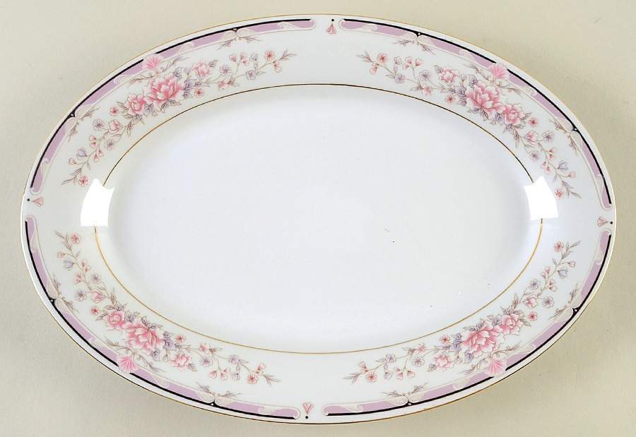 Donna (Gold Verge) 14" Oval Serving Platter by Liling-1
