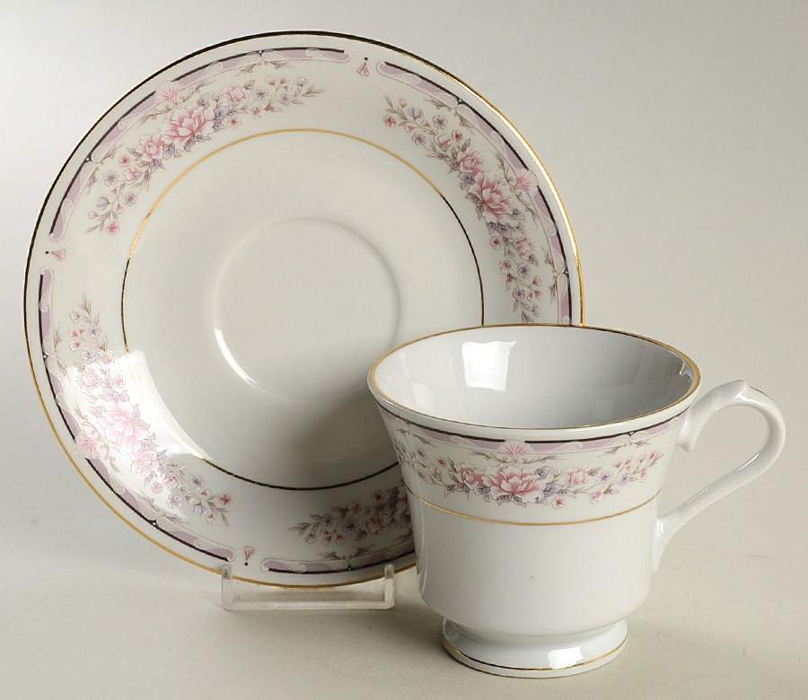 Donna (Gold Verge) Footed Cup & Saucer Set by Liling-1
