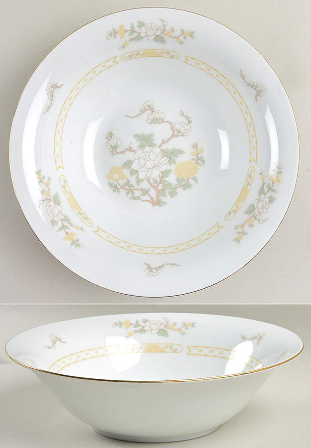 Jade Tree (Gold Trim) 9" Round Vegetable Bowl by Liling-1