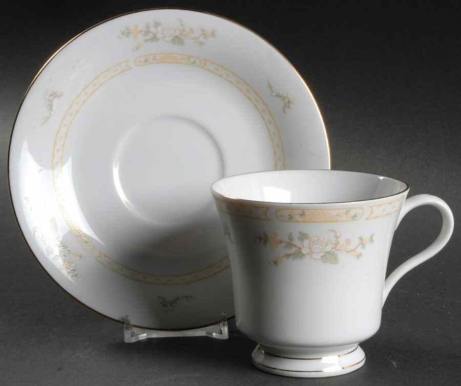 Jade Tree (Gold Trim) Footed Cup & Saucer Set by Liling-1