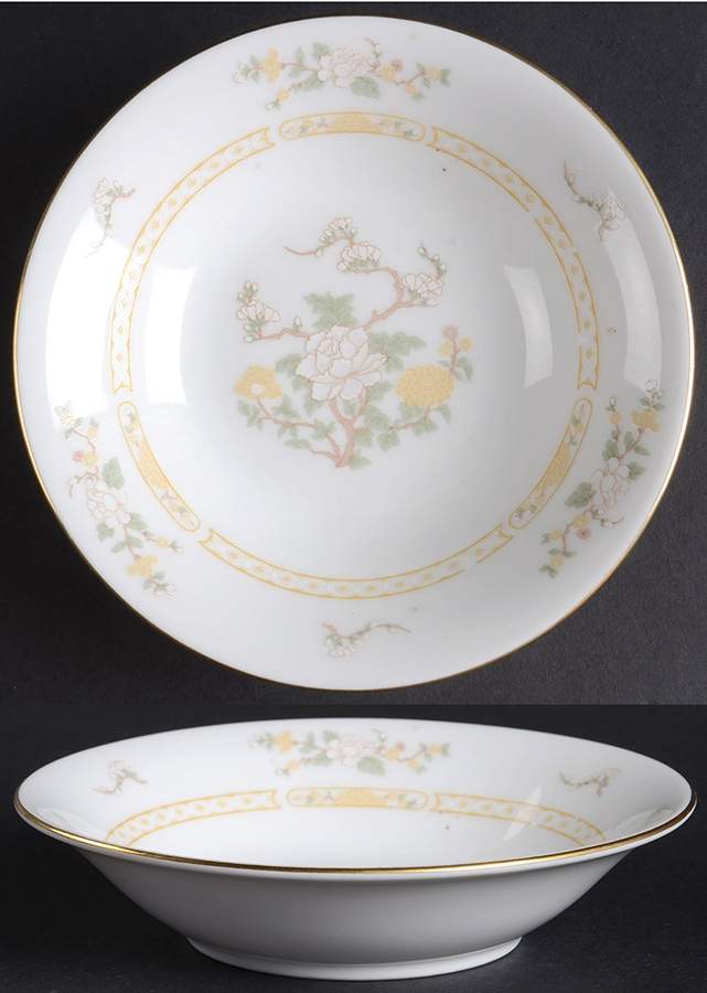 Jade Tree (Gold Trim) Fruit/Dessert (Sauce) Bowl by Liling-1
