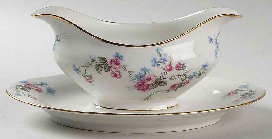 LIM10 Gravy Boat with Attached Underplate by Limoges-French-1