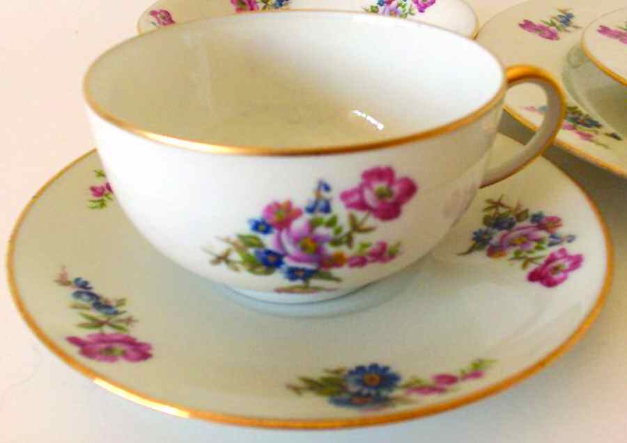 LIM13 Flat Cup & Saucer Set by Limoges-French-1