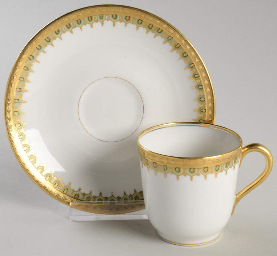 LIM15 Flat Demitasse Cup & Saucer Set by Limoges-French-1