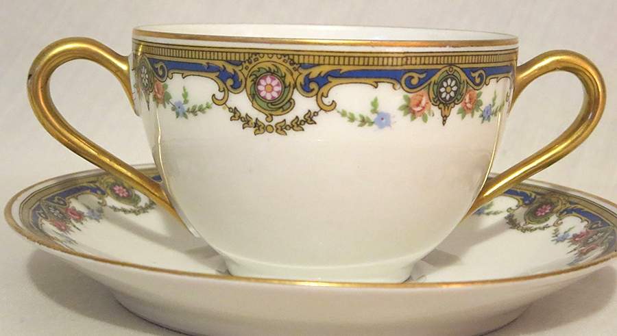 BOJ1 Flat Bouillon Cup & Saucer by Jean Boyer (Limoges)-1