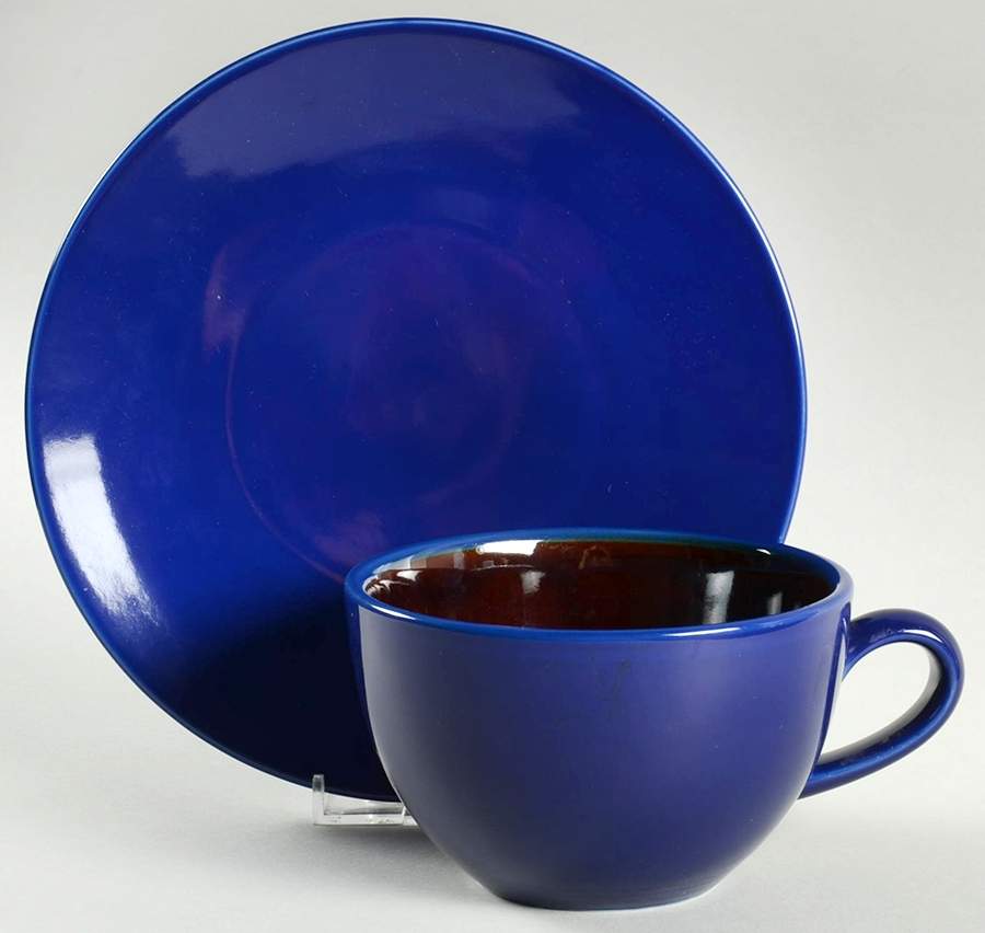 Yo Han Cobalt Blue and Mahogany Cafe Au Lait Cup & Saucer Set by Lindt-Stymeist-1