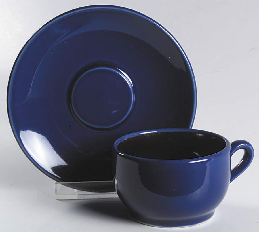 Yo Han Cobalt Blue and Mahogany Flat Demitasse Cup & Saucer Set by Lindt-Stymeist-1