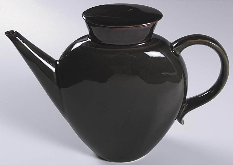 Yo Han Olive Green and Mahogany Oval Teapot & Lid by Lindt-Stymeist-1