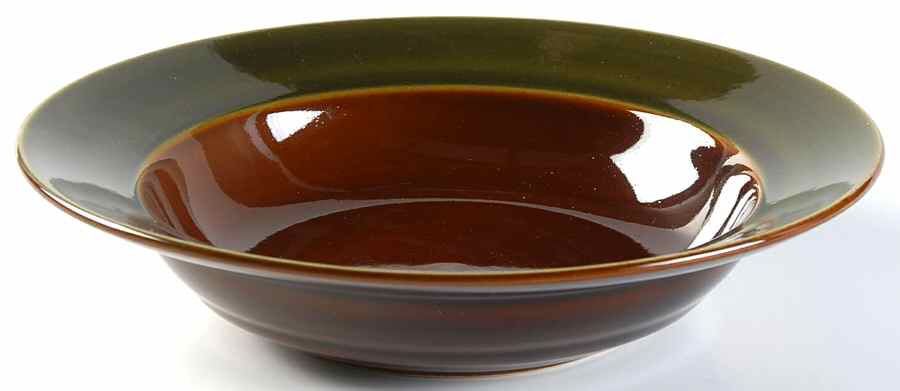 Yo Han Olive Green and Mahogany Large Rim Soup Bowl by Lindt-Stymeist-1