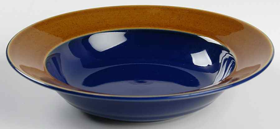 Yo Han Wheat Brown Cobalt Blue Large Rim Soup Bowl by Lindt-Stymeist-1