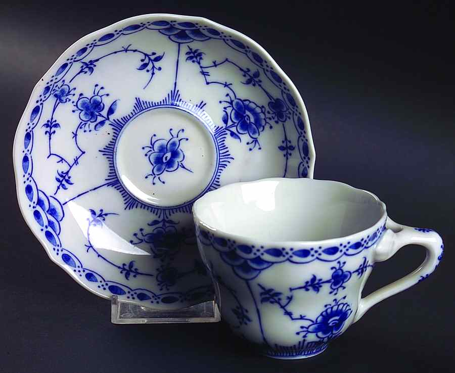 Blue Fjord (Scalloped) Flat Cup & Saucer Set by Lipper & Mann (L & M)-1