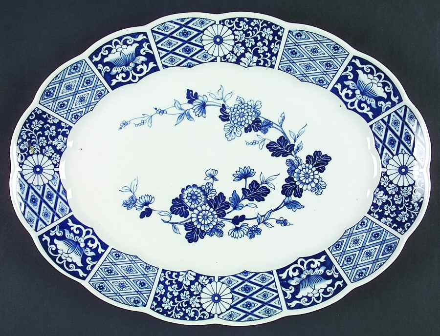 Blue Imari (L & M) 14" Oval Serving Platter by Lipper & Mann (L & M)-1